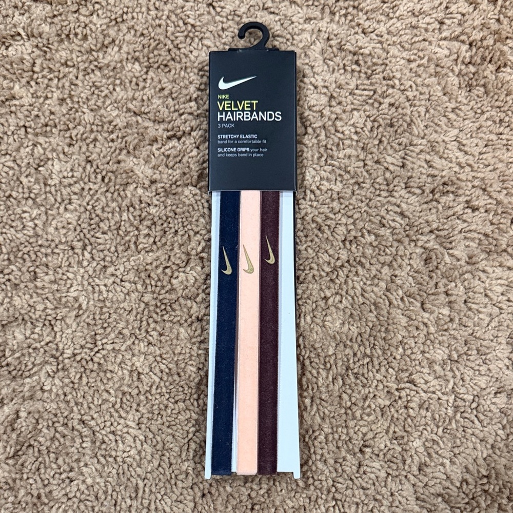 Nike Velvet Hairbands Trio - Black, Peach, Maroon